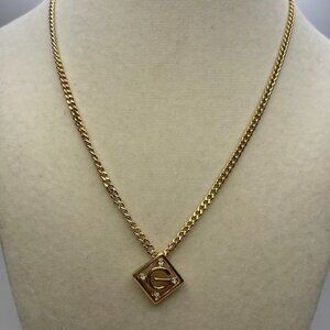 Givenchy Vintage Crystal G Pendant Necklace - Preowned